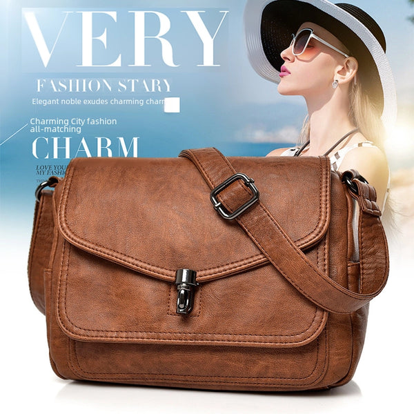 Women'S Bag New Elegant Soft Leather Popular Retro Crossbody Fashion Western Style Mom Bag One-Piece Delivery