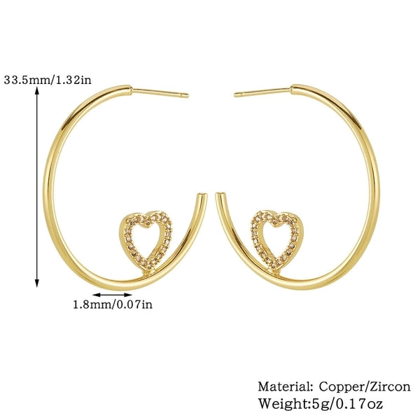 1 Pair Modern Style Classic Style Star Heart Shape Plating Inlay Copper Zircon Drop Earrings
