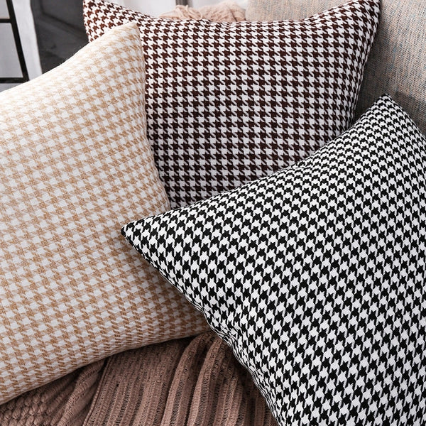 Internet Celebrity Houndstooth Linen Pillowcase Style Light Luxury Bedside Pillow Back Cushion Car Waist Pillow Sofa Pillow