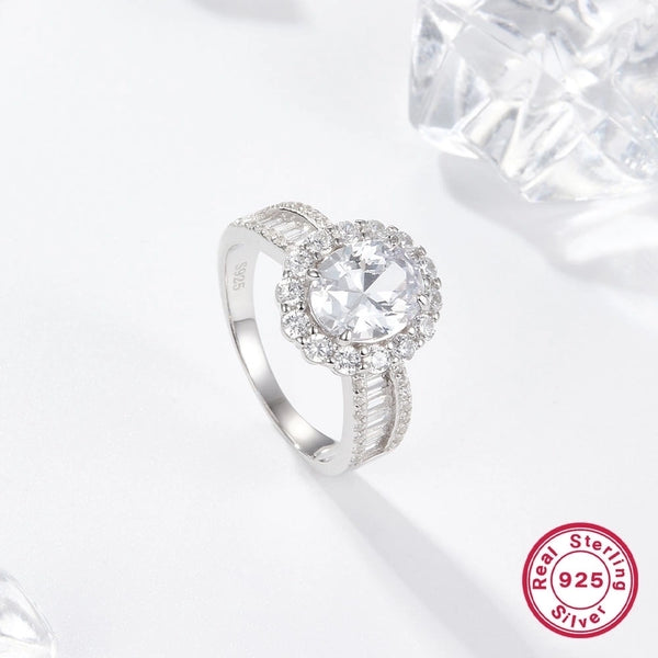 White Gold Plated 925 Sterling Silver Zircon Geometric Rings