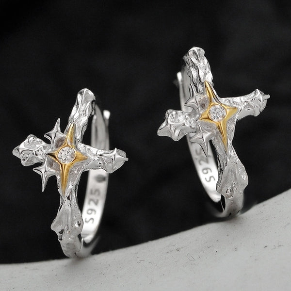 1 Piece 925 Sterling Silver Color Block Earrings