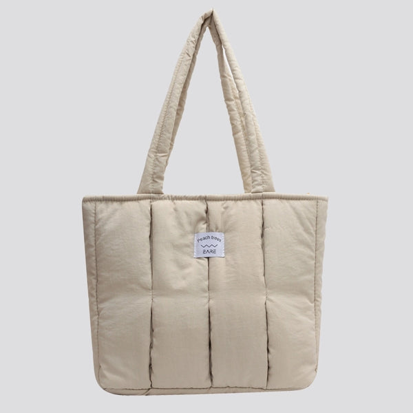 Cotton-Filled Soft Waxy Tote Bag Female College Students Class Shoulder Bag Work Commuter Portable Large Bag Nylon Cloth Bag