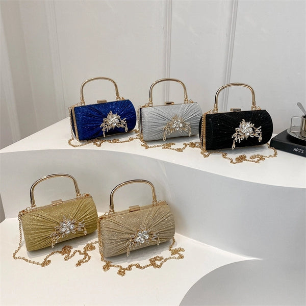 Women'S Pu Leather Solid Color Elegant Classic Style Square Clamp Handbag Crossbody Bag Evening Bag