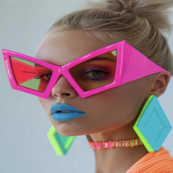 Hip-Hop Streetwear Solid Color Pc Special-Shaped Mirror Full Frame Women'S Sunglasses