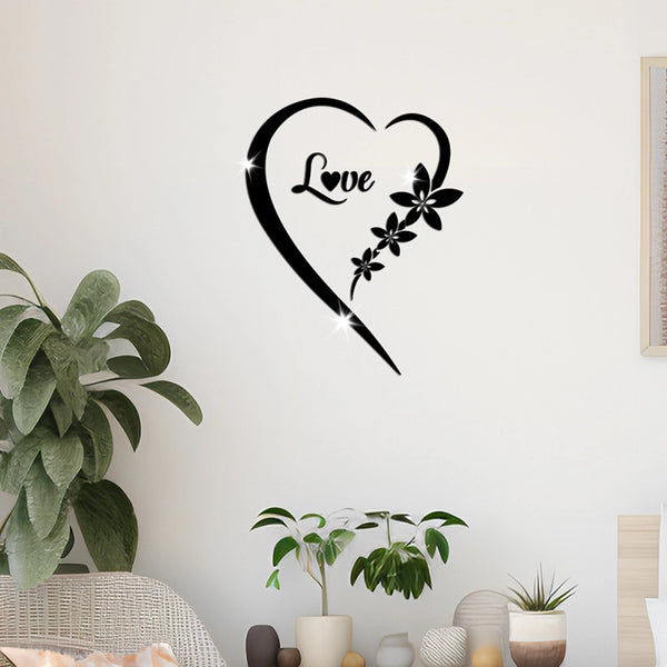 Love Acrylic Mirror Wall Stickers 3D Self-Adhesive Stickers Bedroom Living Room Tv Background Decoration