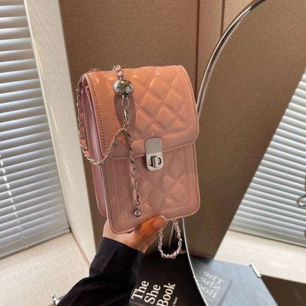 Women'S Medium Pu Leather Solid Color Lingge Streetwear Square Flip Cover Shoulder Bag Crossbody Bag