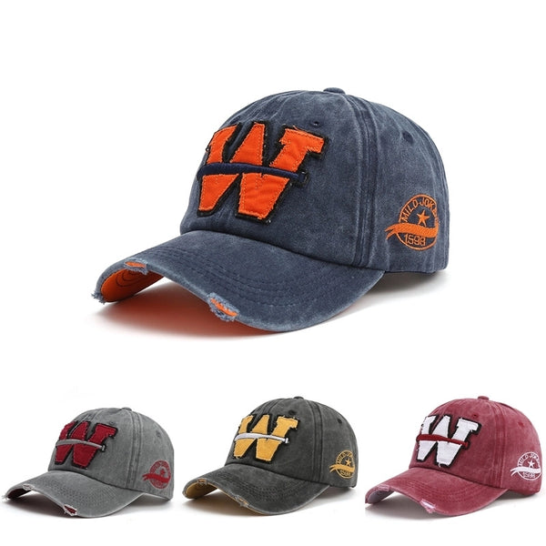 Men'S Minimalist Classic Style Color Block Printing Curved Eaves Baseball Cap