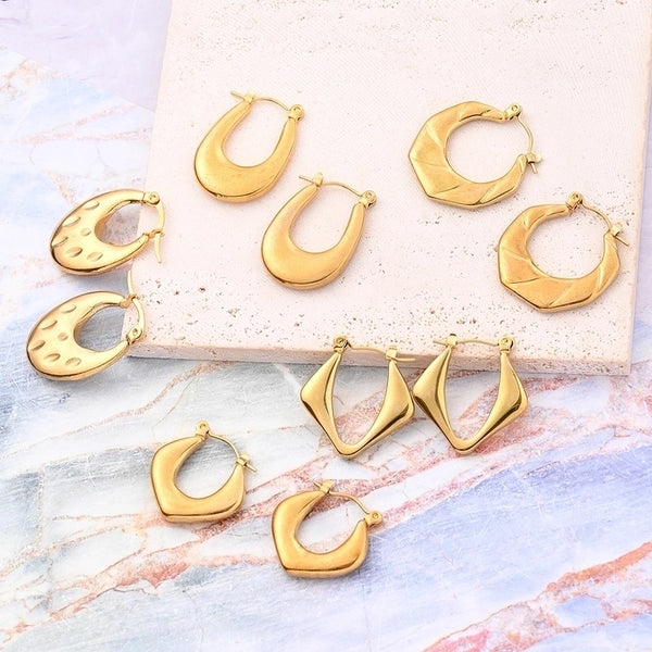 1 Pair/Package Ig Style Casual Minimalist Geometric Simple Solid Color Irregular Polishing Plating 304 Stainless Steel 18K Gold Plated Earrings