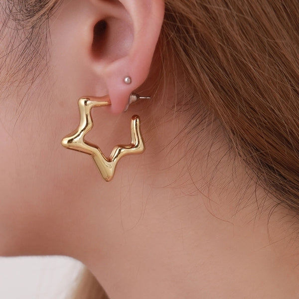 1 Pair Casual Pentagram 304 Stainless Steel Earrings