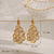 Retro Classic Style Commute Gourd 304 Stainless Steel Zircon 18K Gold Plated Hollow Out Inlay Earrings Necklace