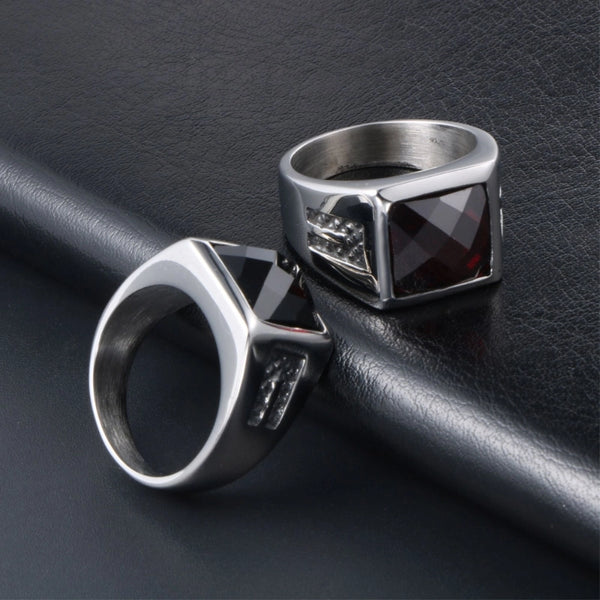 Retro Classic Style Color Block 304 Stainless Steel Polishing Artificial Gemstones Zircon Men'S Rings