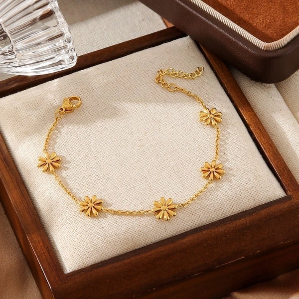 Minimalist Classic Style Flower 304 Stainless Steel Stainless Steel Bracelets In Bulk