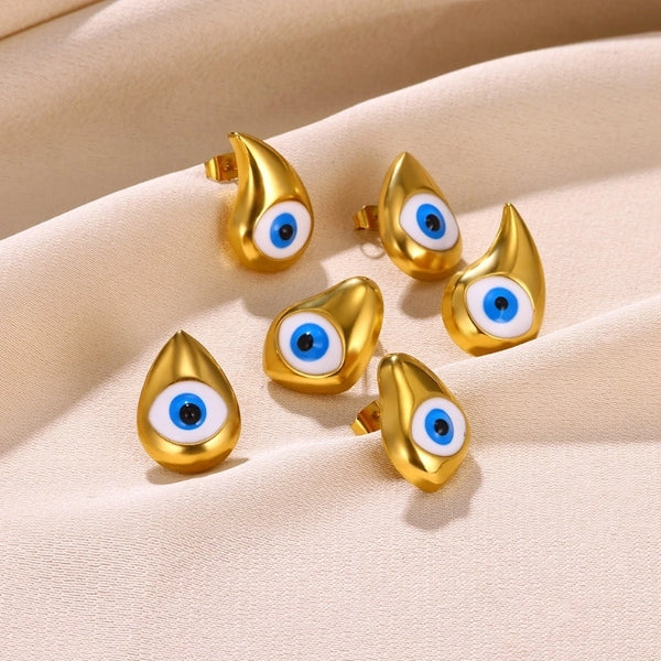 1 Pair Classical Exaggerated Funny Devil'S Eye Water Droplets 304 Stainless Steel Stainless Steel Earrings