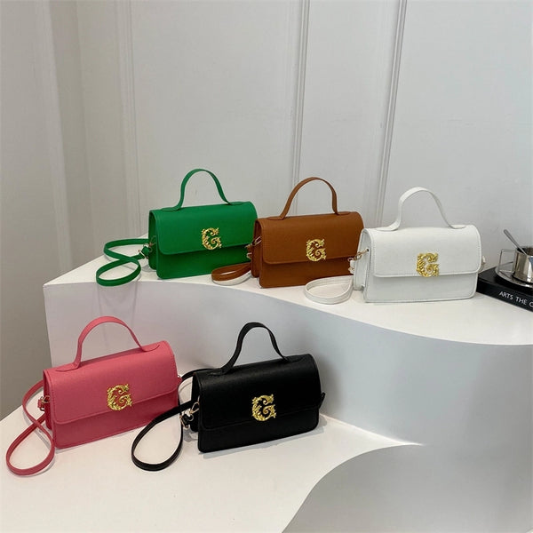 Women'S Pu Leather Solid Color Streetwear Square Magnetic Buckle Shoulder Bag Handbag Crossbody Bag