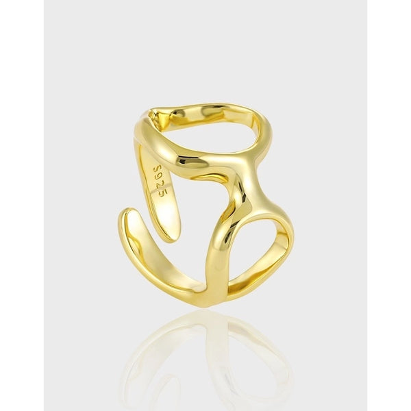 18K Gold Plated White Gold Plated 925 Sterling Silver Oval Open Rings