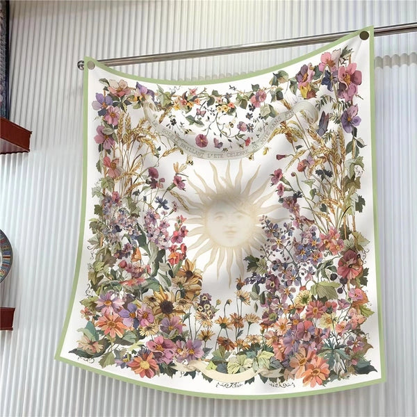 90Cm * 90Cm Hangzhou High Quality Twill Forged Large Square Scarf Fashion Printed Scarf Sunscreen Shawl Scarf