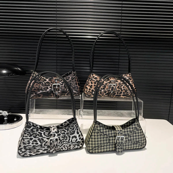 Korean Style French Stick Underarm Bag Leopard Print Fashion Shoulder Bag Trendy Unique Pu Leather Leopard Print Bag