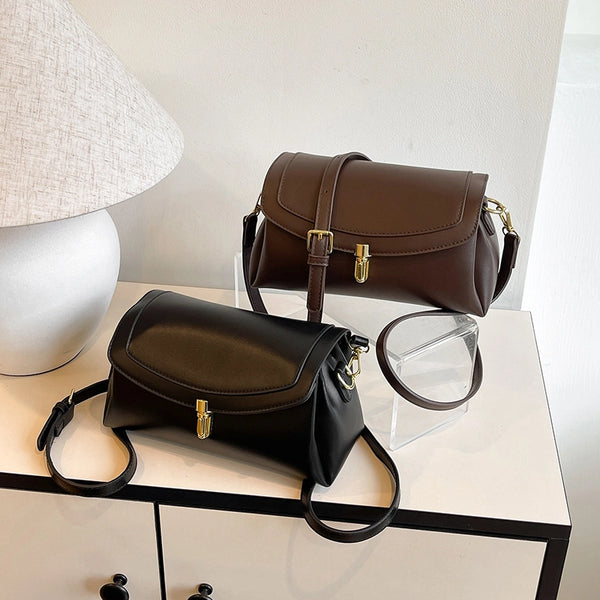 Advanced Texture 2024 New Korean Style Retro Small Square Bag Fashion Soft Leather Shoulder Bag Female Online Influencer Messenger Bag