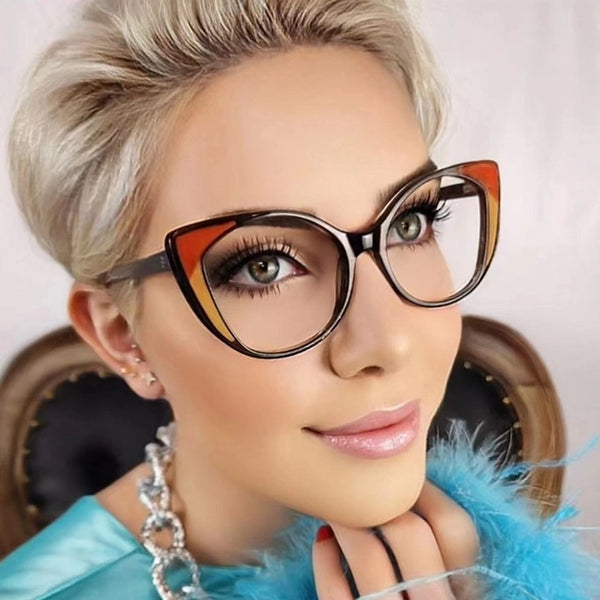 New Fashion Retro Cat Eye Personality Entry Lux Tr Anti-Blue Ray Plain Glasses Internet Celebrity Same Glasses Rim