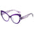New Fashion Color Contrast Cat'S Eye Plain Glasses Personality Simple Casual Plain Face Anti-Blue Light Spectacle Frame