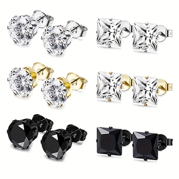1 Pair Minimalist Round Square 304 Stainless Steel 18K Gold Plated Ear Studs