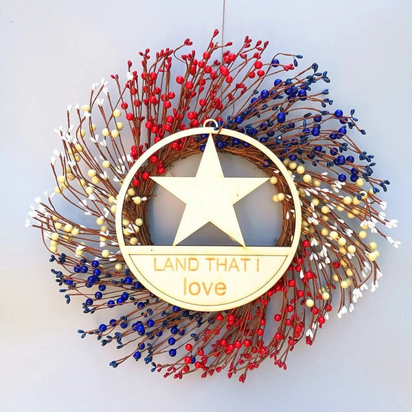 American Color Simulation Independence Day Garland 20 Inch National Day Decoration Pastoral Style Home Decoration Berry Vine Garland