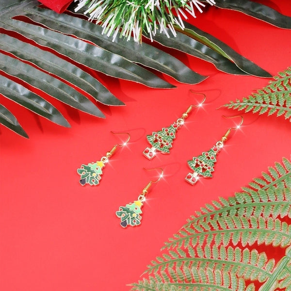 1 Pair Christmas Elegant Cute Romantic Christmas Tree Plating Alloy K Gold Plated Drop Earrings