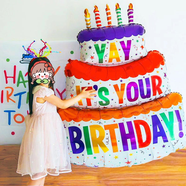 Cartoon Birthday Cake One Year Old Girl Boy Balloon Decoration Party Scene Layout Digital Photo Props Creative