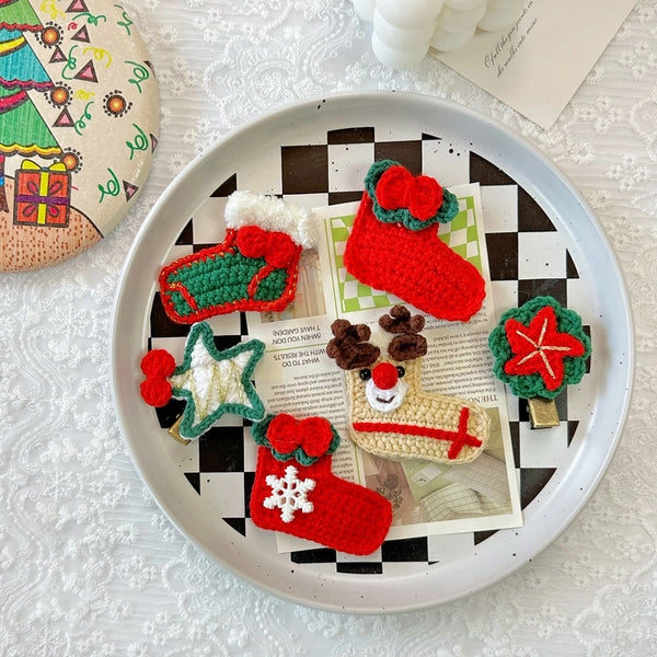 Christmas Cute Kid'S Christmas Tree Christmas Socks Yarn Hair Clip