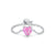 Rhodium Plated 925 Sterling Silver Opal Geometric Water Droplets Heart Shape Open Rings