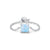Rhodium Plated 925 Sterling Silver Opal Geometric Water Droplets Heart Shape Open Rings