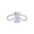 Rhodium Plated 925 Sterling Silver Opal Geometric Water Droplets Heart Shape Open Rings