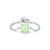 Rhodium Plated 925 Sterling Silver Opal Geometric Water Droplets Heart Shape Open Rings