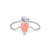 Rhodium Plated 925 Sterling Silver Opal Geometric Water Droplets Heart Shape Open Rings