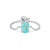 Rhodium Plated 925 Sterling Silver Opal Geometric Water Droplets Heart Shape Open Rings