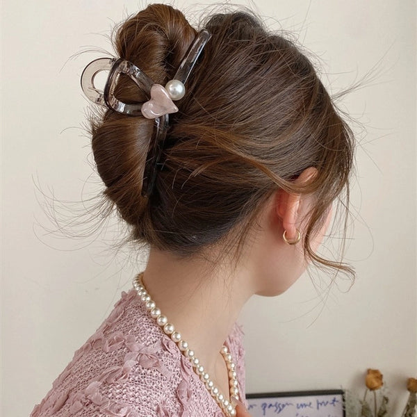 Women'S Casual Minimalist Heart Shape Arylic Hair Claws