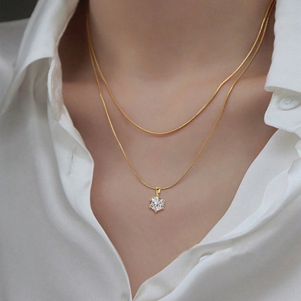 Copper 16K Real Gold Geometric Pendant Necklace