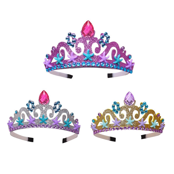Crown Hairband Korean Headwear Mermaid Crown Rhinestone Children'S Jewelry Princess Crown Festival Hairband
