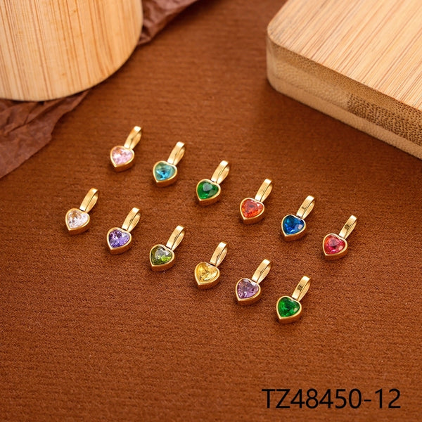 1 Piece 12*6Mm 45Cm 304 Stainless Steel Zircon Heart Shape Jewelry Accessories Pendant Chain
