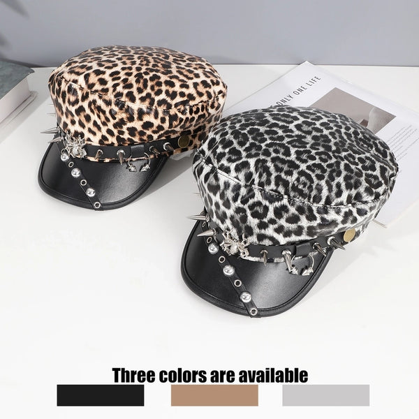 Women'S Classic Style Streetwear Leopard Curved Eaves Newsboy Cap