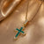 Minimalist Classic Style Cross 18K Gold Plated Artificial Rhinestones 304 Stainless Steel Zinc Alloy Rope Chain Pendant Necklaces