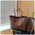 Women'S Large Pu Leather Color Block Preppy Style Classic Style Square Zipper Tote Bag