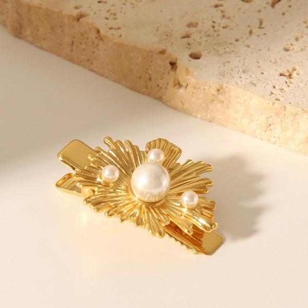 Women'S Fairy Style Flower 304 Stainless Steel Polishing Plating Artificial Pearls Hair Clip