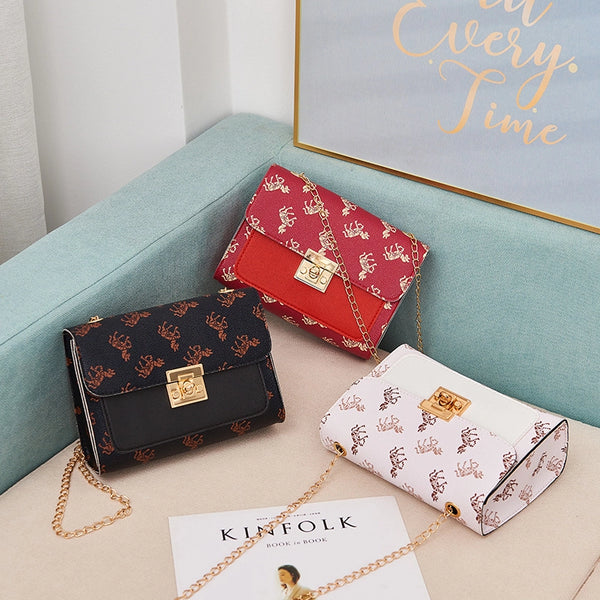 Women'S Mini Pu Leather Animal Streetwear Square Lock Clasp Shoulder Bag