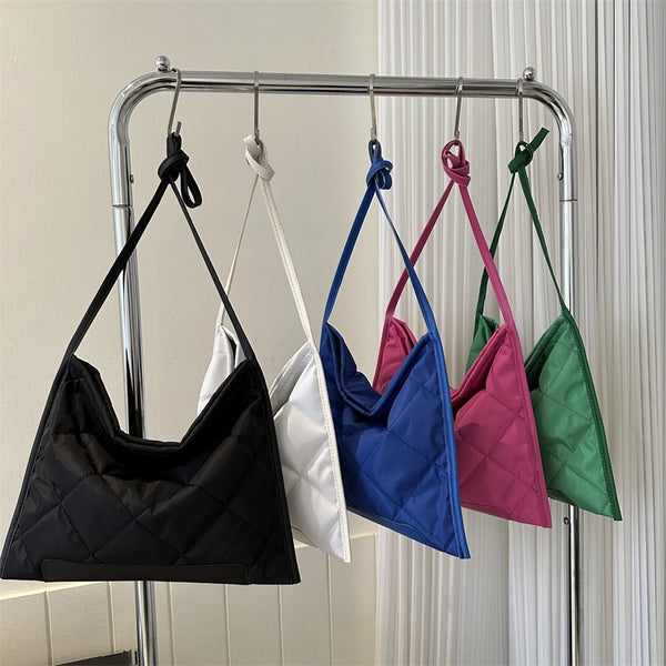 Women'S Oxford Cloth Solid Color Basic Square Zipper Shoulder Bag Crossbody Bag