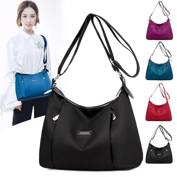 Women'S Oxford Cloth Solid Color Basic Classic Style Sewing Thread Square Zipper Shoulder Bag Crossbody Bag