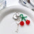 Summer Sweet Niche Design Handmade Woven Crystal Cherry Love Lock Keychain Simple Bag Pendant