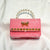 Women'S Girl'S Pu Leather Heart Shape Bow Knot Cute Sequins Rhinestone Pearls Square Magnetic Buckle Handbag Crossbody Bag