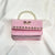 Women'S Girl'S Pu Leather Heart Shape Bow Knot Cute Sequins Rhinestone Pearls Square Magnetic Buckle Handbag Crossbody Bag