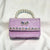 Women'S Girl'S Pu Leather Heart Shape Bow Knot Cute Sequins Rhinestone Pearls Square Magnetic Buckle Handbag Crossbody Bag